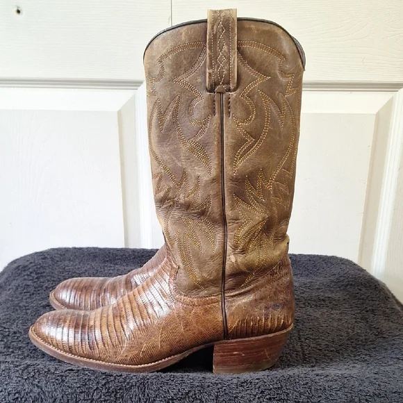 Wrangler W.B. Masterson Leather Snake Lizard Western Cowboy Boots-8D/11 - Picture 4 of 14